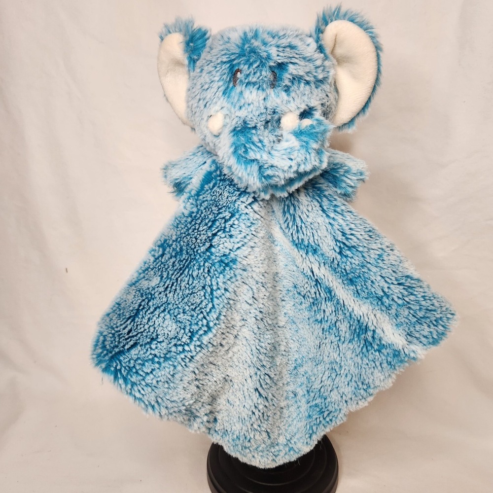 Animal Adventure Elephant Lovey Baby  Security Blanket Blue White Frosted12 x 13